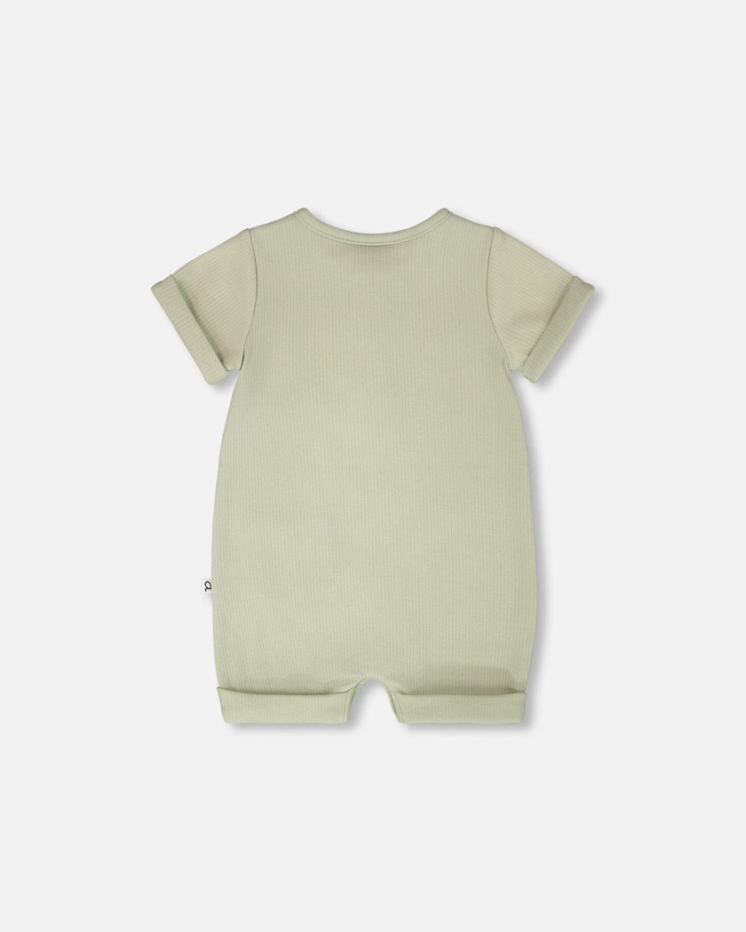 Cotton Rib Romper Sage Green