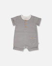 Cotton Jersey Romper Black And Off White Stripes