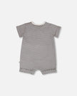 Cotton Jersey Romper Black And Off White Stripes