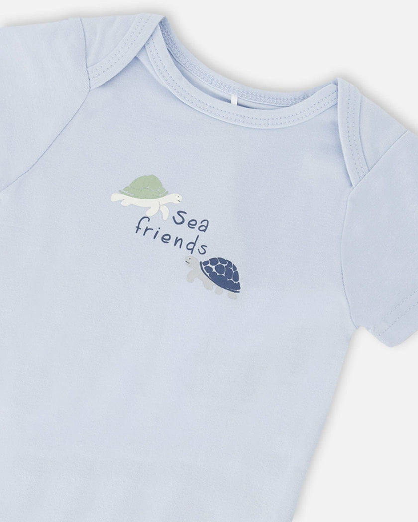 Evolutive Organic Cotton Jersey Onesie Sky Blue
