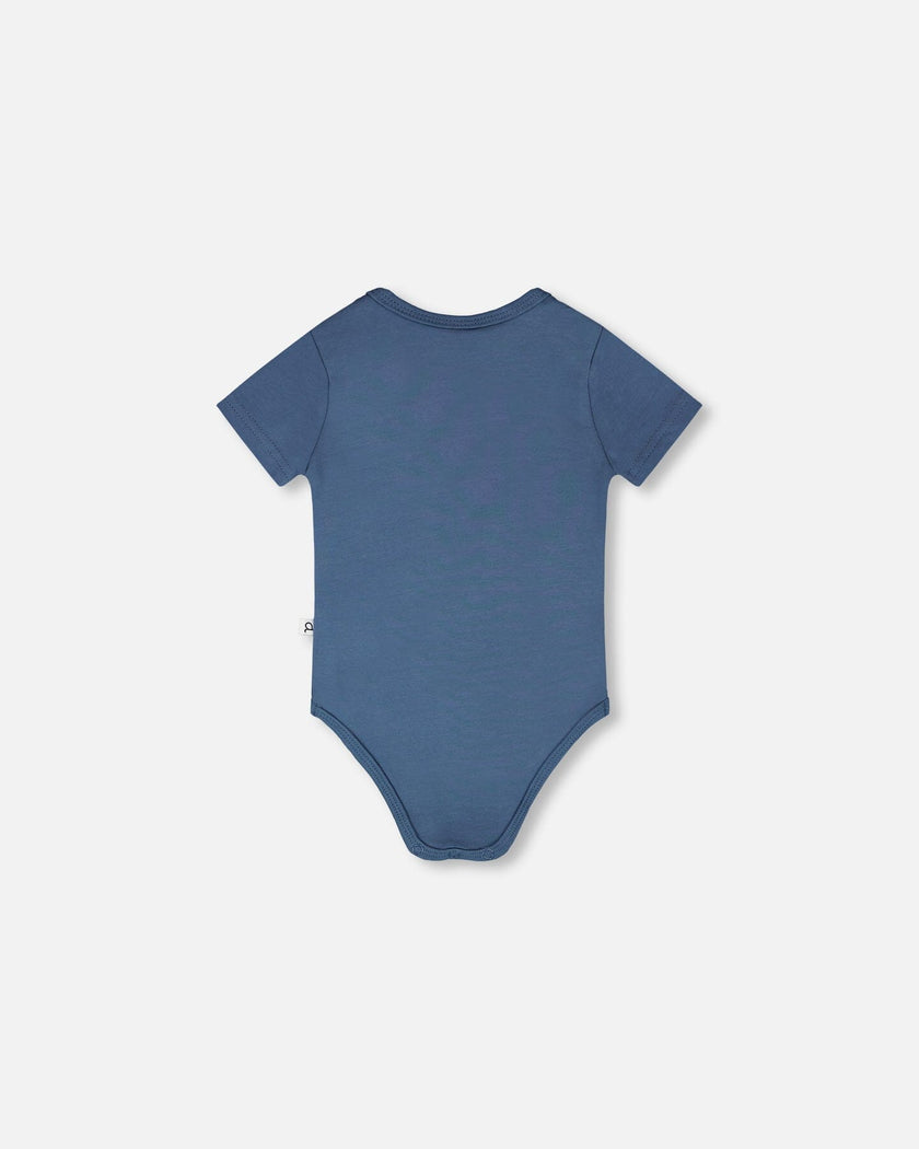 Evolutive Organic Cotton Jersey Onesie Medium Blue