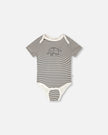 Evolutive Jersey Onesie Black And Off White Stripes