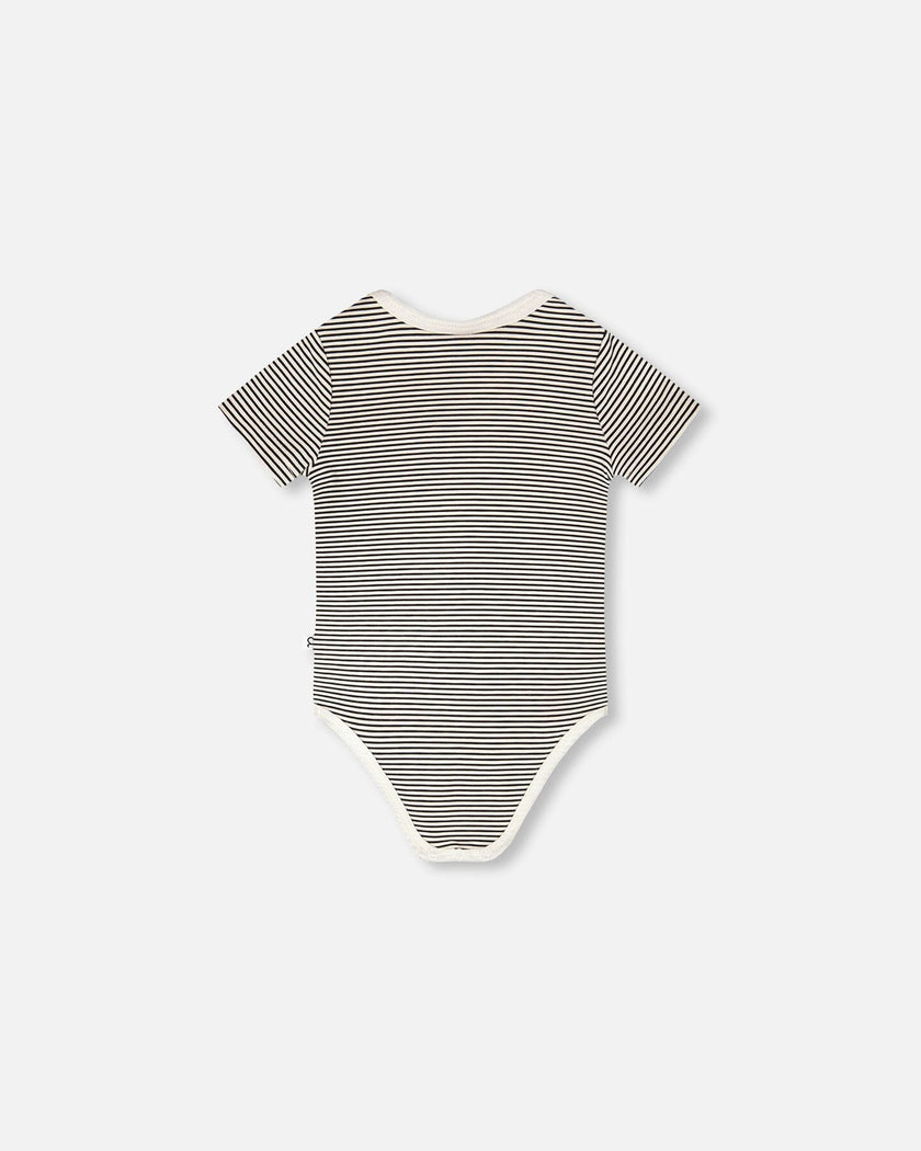 Evolutive Jersey Onesie Black And Off White Stripes