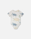 Evolutive Organic Cotton Jersey Onesie Grey Mix Turtle Print