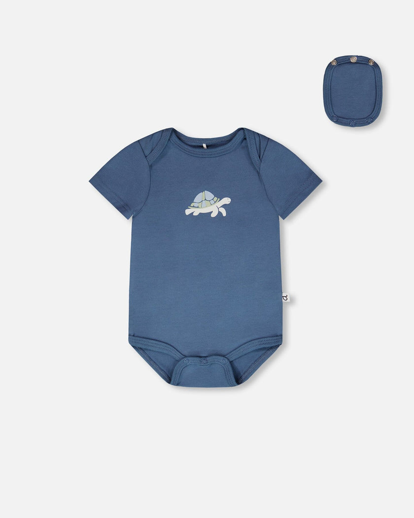 3 Pack Evolutive Organic Cotton Jersey Onesies Grey Mix Turtle Print