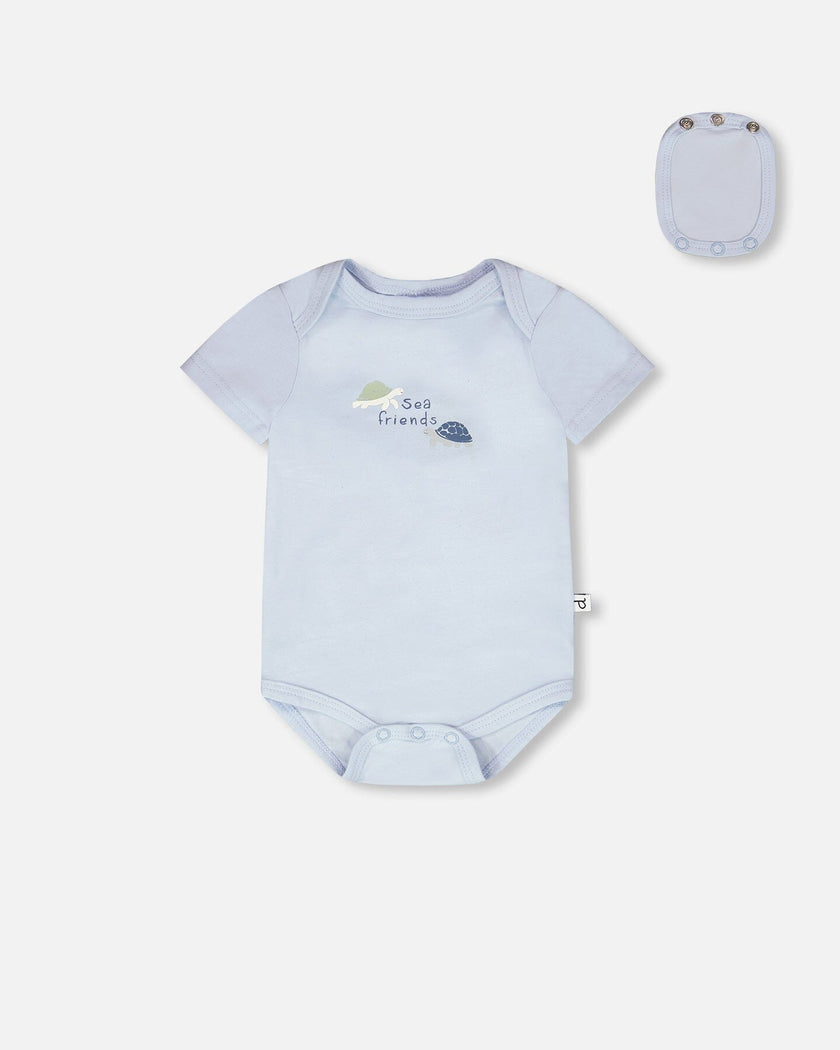 3 Pack Evolutive Organic Cotton Jersey Onesies Grey Mix Turtle Print