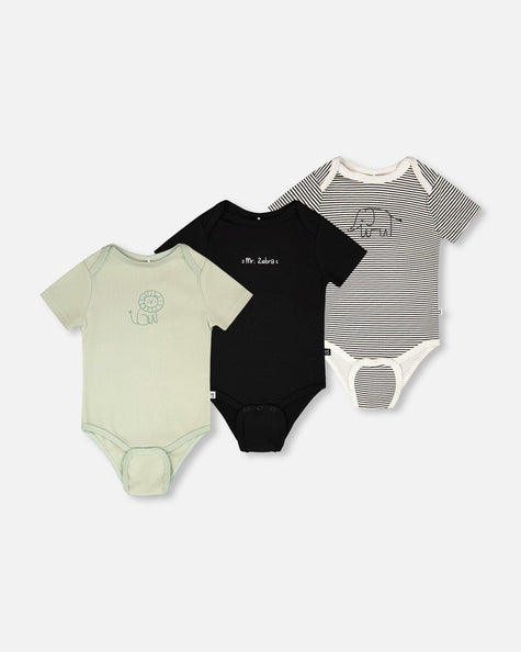 3 Pack Evolutive Organic Cotton Jersey Onesies Sage Green