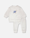 Soft Jersey Sweater And Pants Set White And Grey Stripes