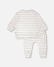 Soft Jersey Sweater And Pants Set White And Grey Stripes