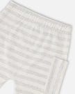 Soft Jersey Sweater And Pants Set White And Grey Stripes