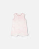 Cotton Striped Romper White And Pink Stripes