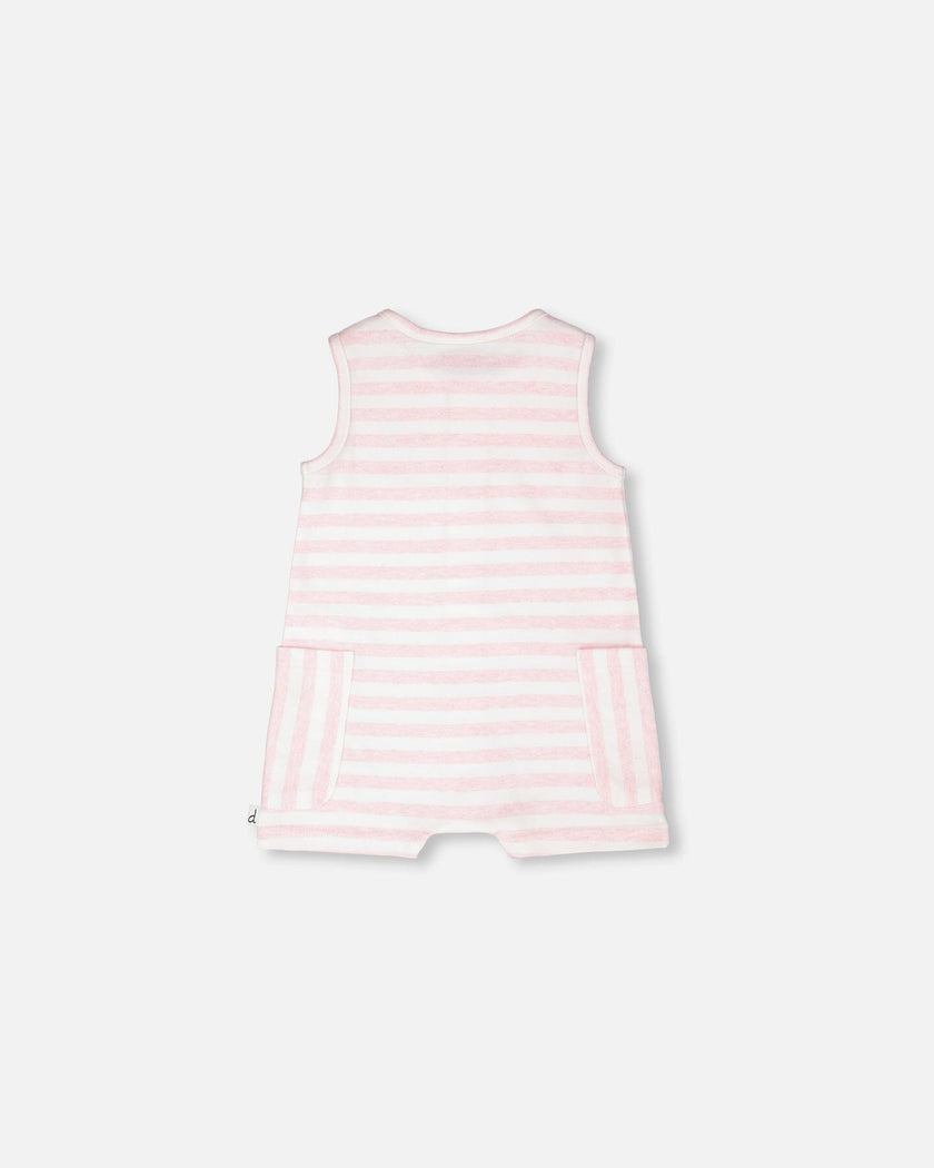 Cotton Striped Romper White And Pink Stripes