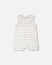 Cotton Striped Romper White And Grey Stripes