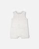 Cotton Striped Romper White And Grey Stripes