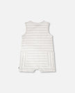 Cotton Striped Romper White And Grey Stripes