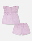 Top And Short Set Lavender Stripes