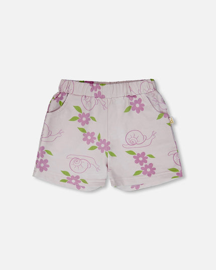 French Terry Shorts Lilac Snails Print