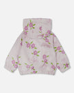 French Terry Hooded Cardigan Lilac Snails Print