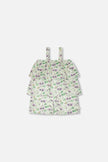 Jersey Romper With Tiers Green Printed Flowers