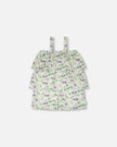 Jersey Romper With Tiers Green Printed Flowers