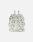Jersey Romper With Tiers Green Printed Flowers