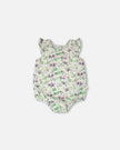 Jersey Romper Green Printed Flowers