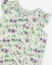 Jersey Romper Green Printed Flowers