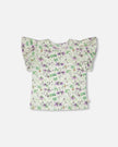 Jersey T-Shirt Green Printed Flowers