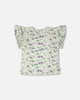 Jersey T-Shirt Green Printed Flowers