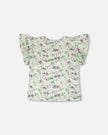 Jersey T-Shirt Green Printed Flowers