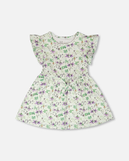 Jersey Dress Green Printed Flowers