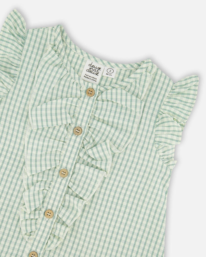 Plaid Poplin Dress Green