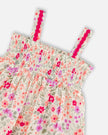 Tank Top With Smocking And Shorts Set In Muslin Off White Printed Flowers