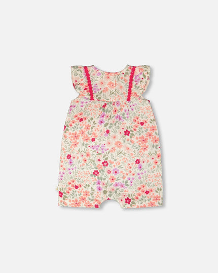 Romper Off White Printed Flowers