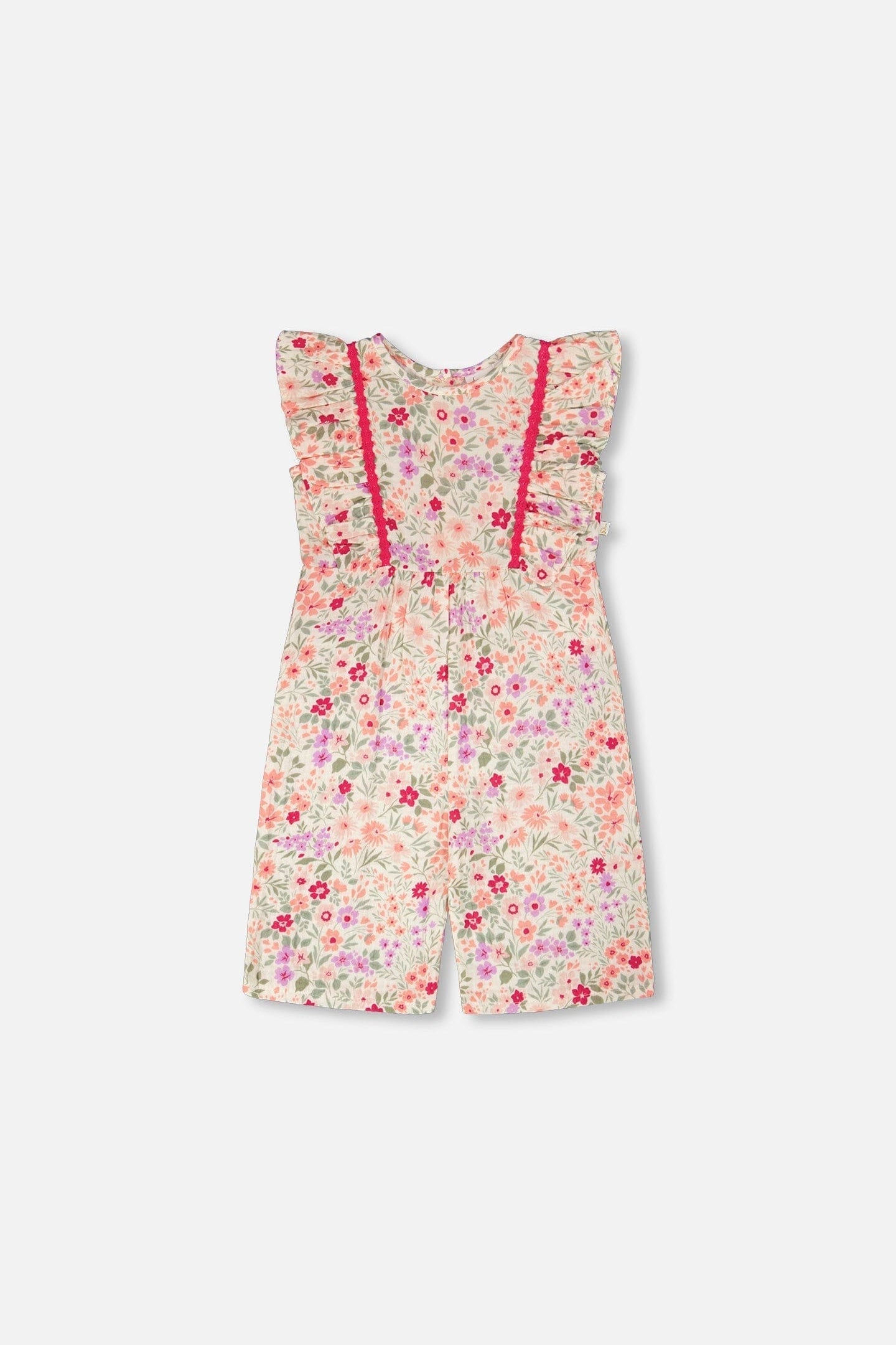Muslin Jumpsuit Off White Printed Flowers