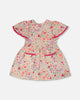 Muslin Dress Off White Printed Flowers
