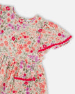 Muslin Dress Off White Printed Flowers