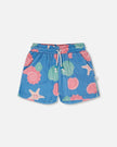 Crinkle Jersey Shorts Blue Shell Print