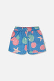 Crinkle Jersey Shorts Blue Shell Print