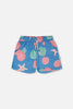 Crinkle Jersey Shorts Blue Shell Print