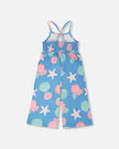 Crinkle Jersey Jumpsuit Blue Shell Print
