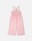 Crinkle Jersey Jumpsuit White And Pink Stripes