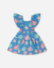 Crinkle Jersey Dress Blue Shell Print