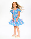 Crinkle Jersey Dress Blue Shell Print