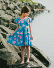 Crinkle Jersey Dress Blue Shell Print