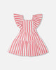 Crinkle Jersey Dress White And Pink Stripes