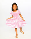 Crinkle Jersey Dress White And Pink Stripes
