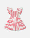 Crinkle Jersey Dress White And Pink Stripes