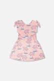 French Terry Dress Light Pink Palm Print