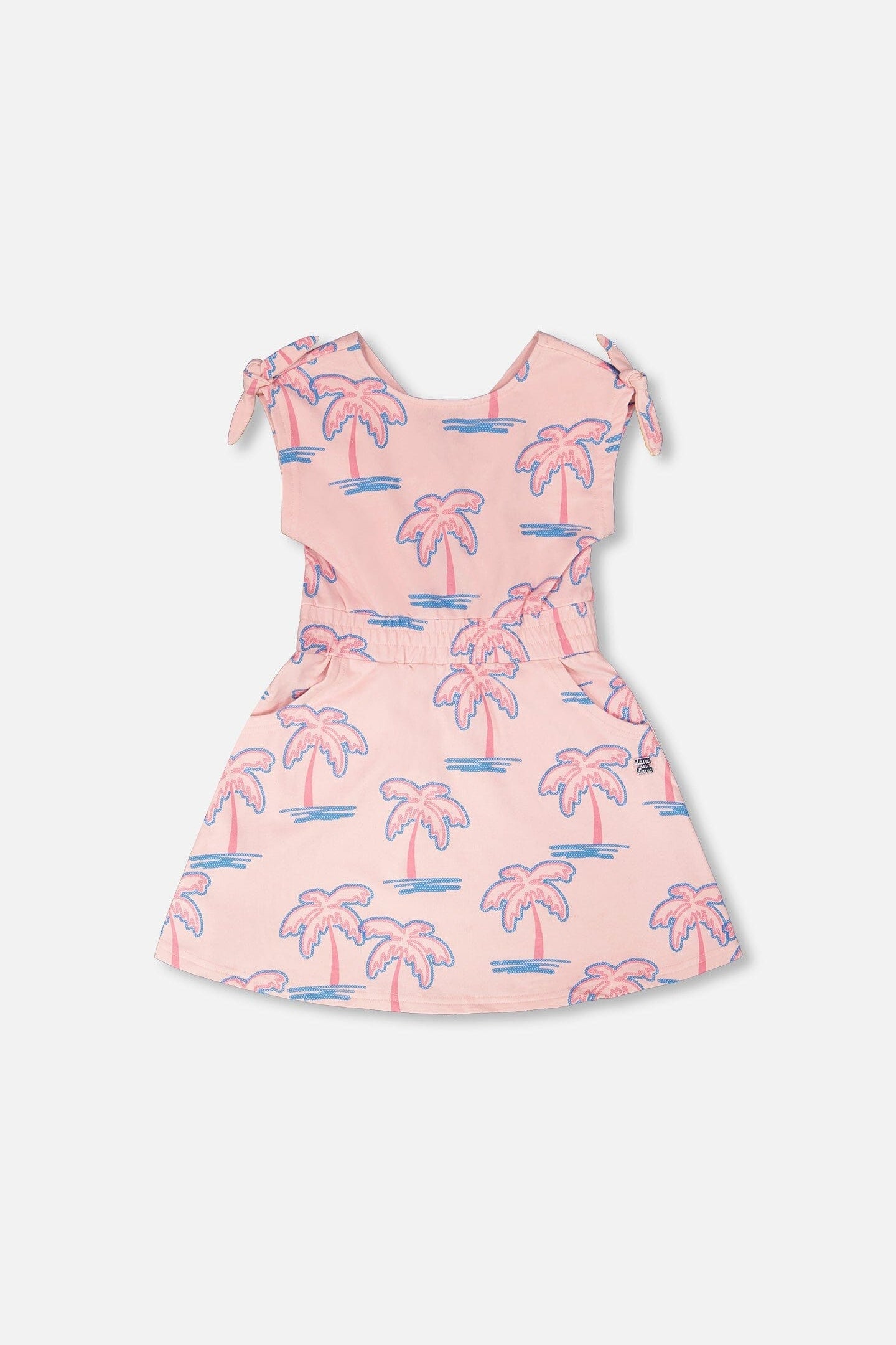 French Terry Dress Light Pink Palm Print